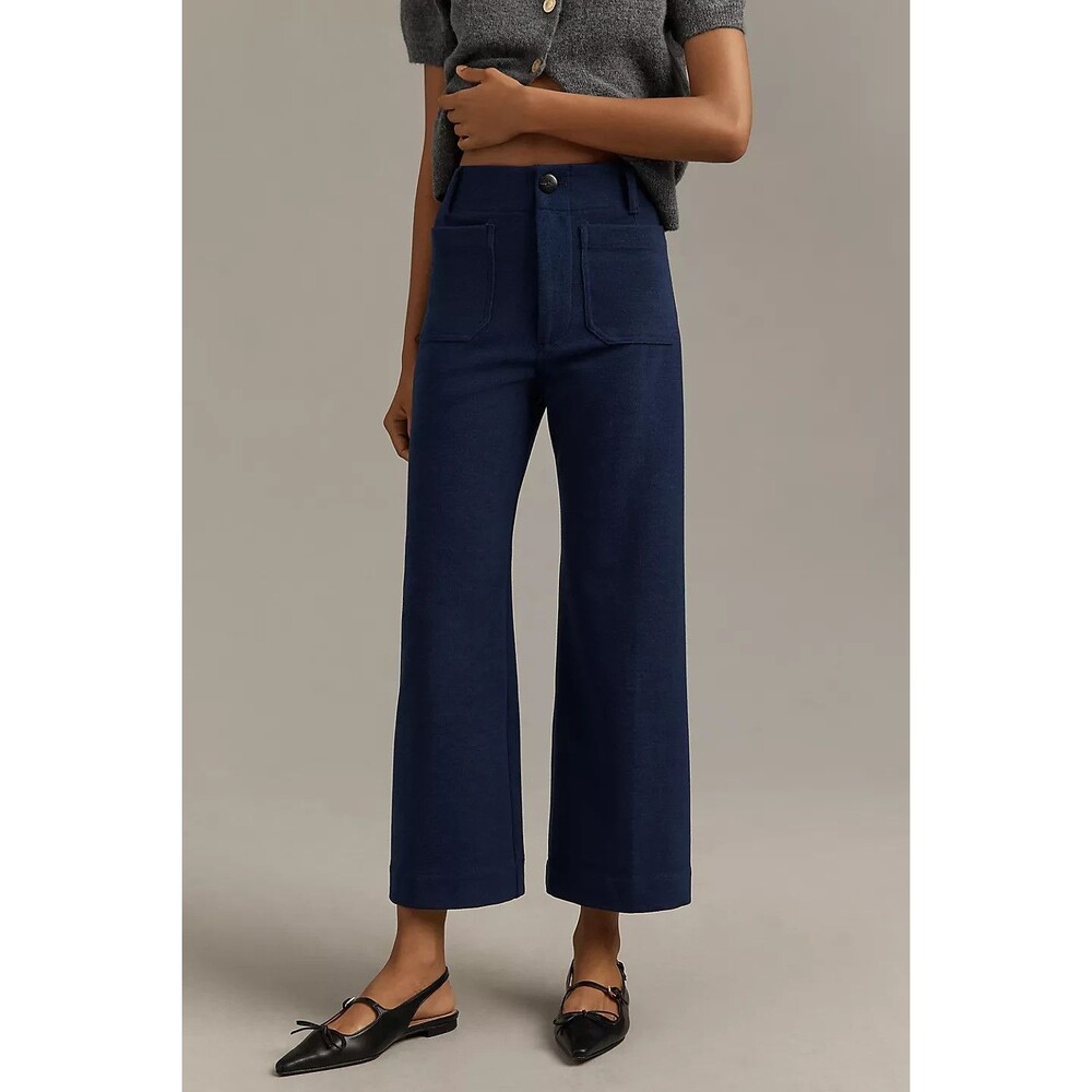 Anthropologie Maeve The Colette Brushed Knit Crop Wide Leg Ponte Pants Womens 29